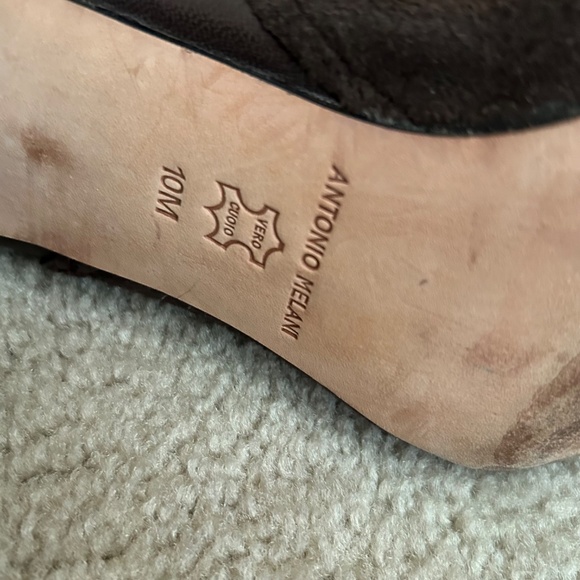 Antonio Melani Leather and Suede Boots Brown Zipper High Heel Women's Size 10 - Picture 7 of 12